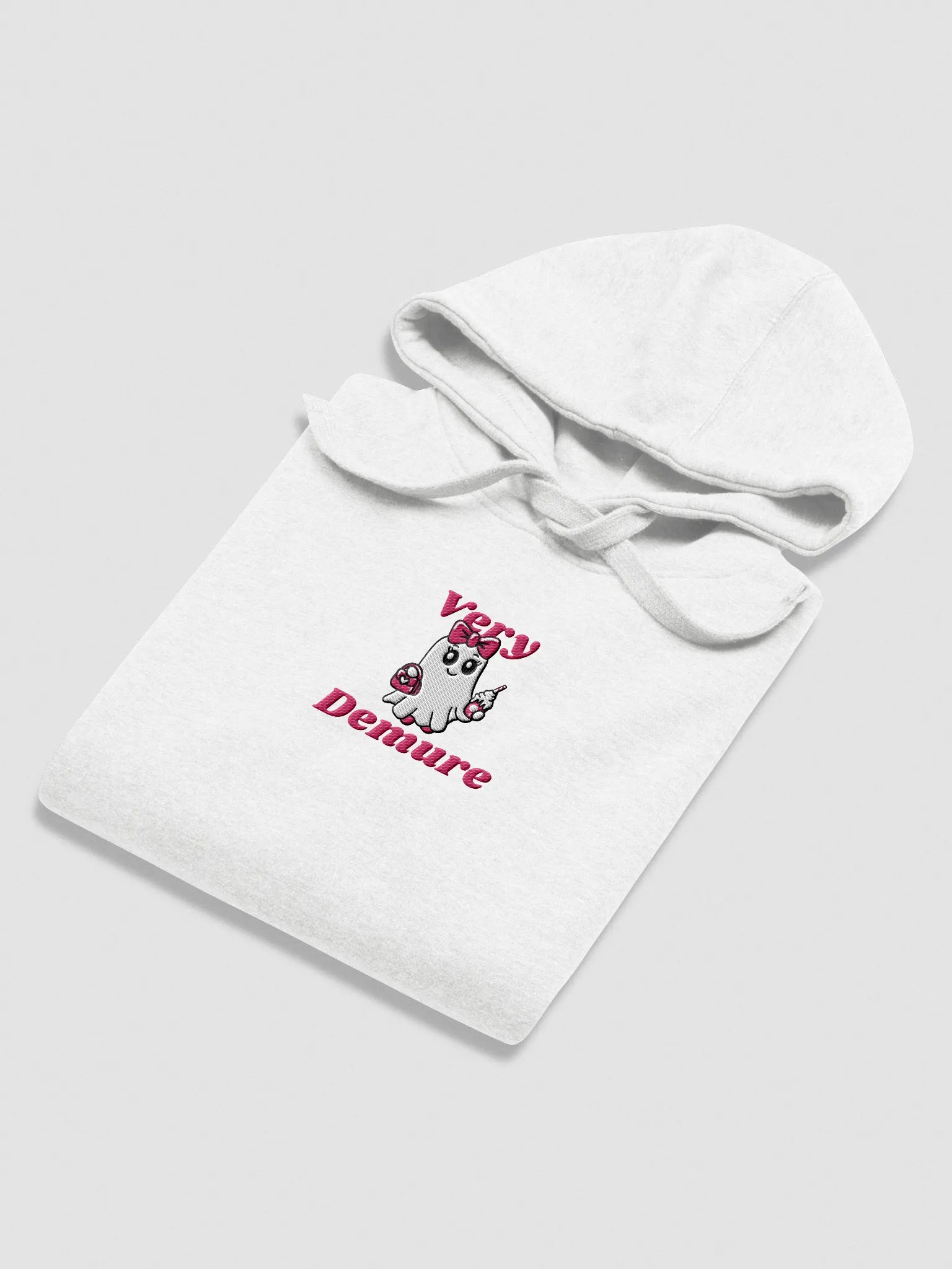 Very Demure Cute Ghost Embroidered Premium Hoodie product image (3)