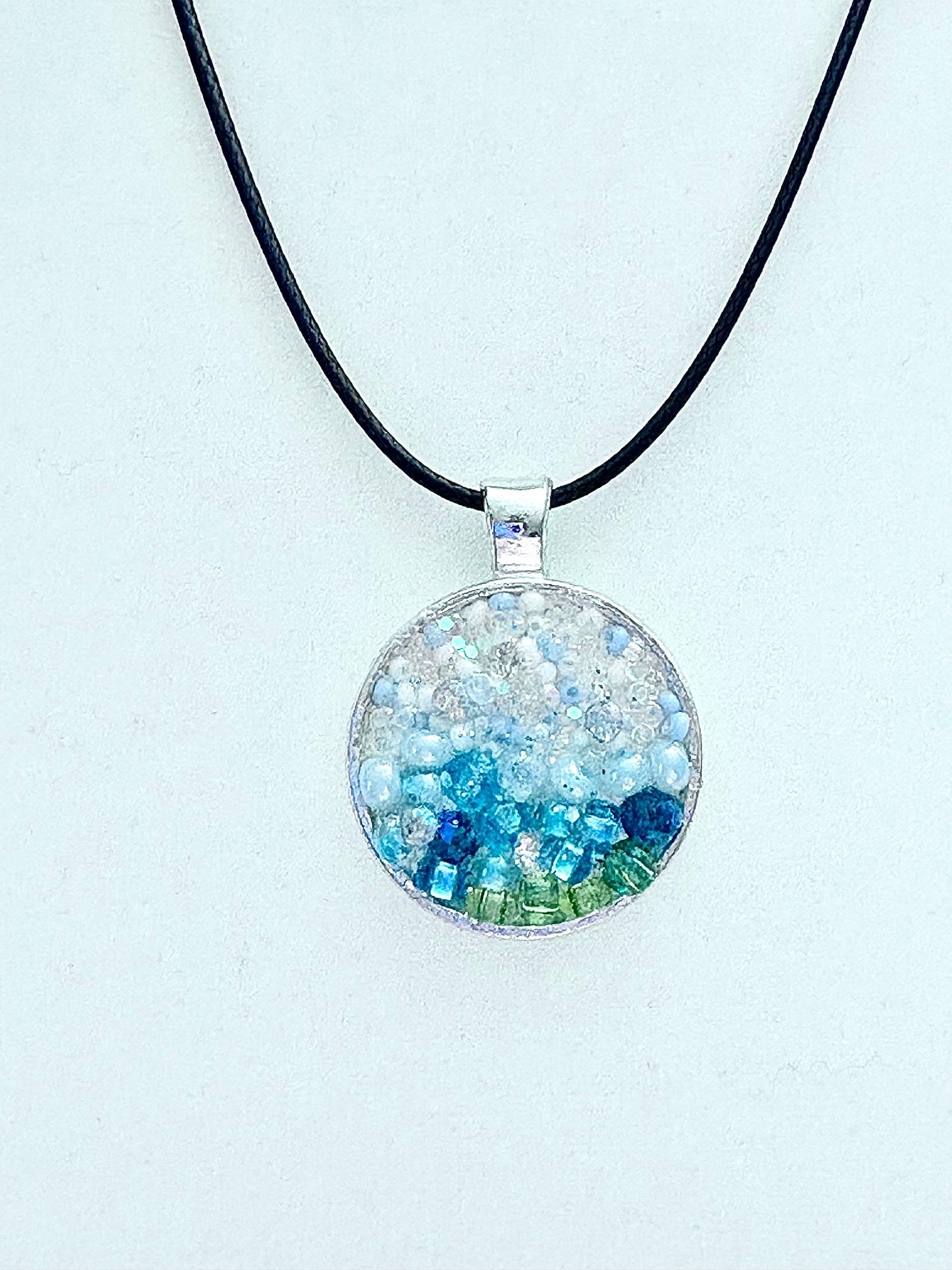 MFD-00009 | Ocean Dreamscape Pendant Necklace | Handmade Gradient Bead Art | Coastal Charm Jewelry by Monique Faella Designs™ product image (1)