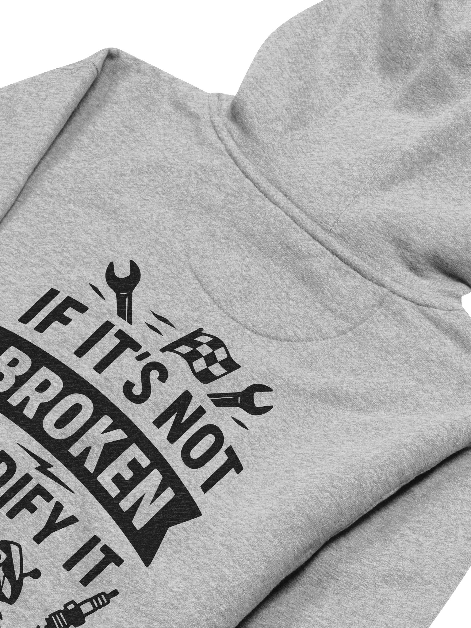 If Its Not Broken, Grey Hoodie, Black Logo product image (4)
