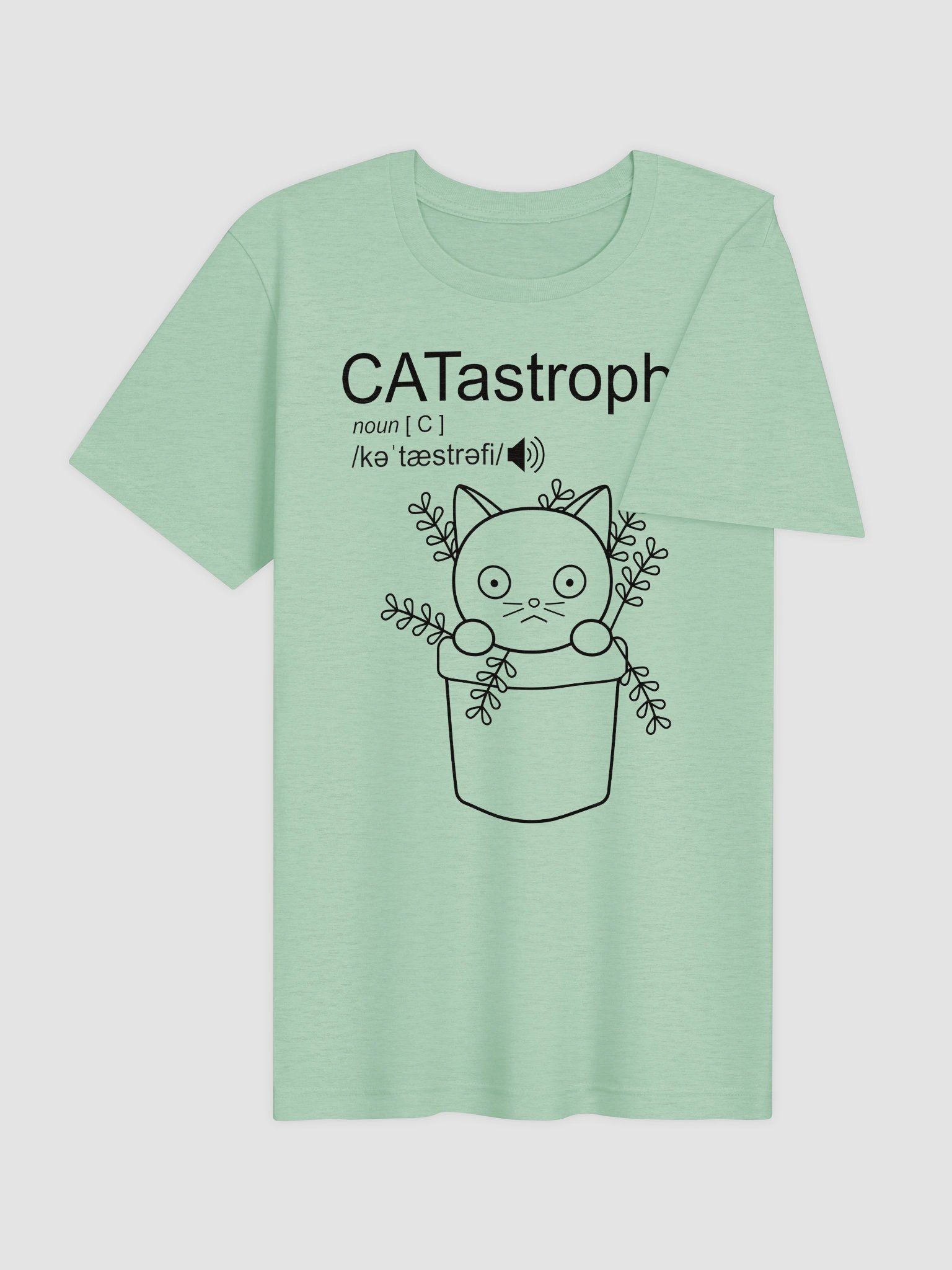 CATastrophe (Cat in Plant Pot - Black Print) - Unisex Adult Super Soft Lightweight T-shirt product image (3)