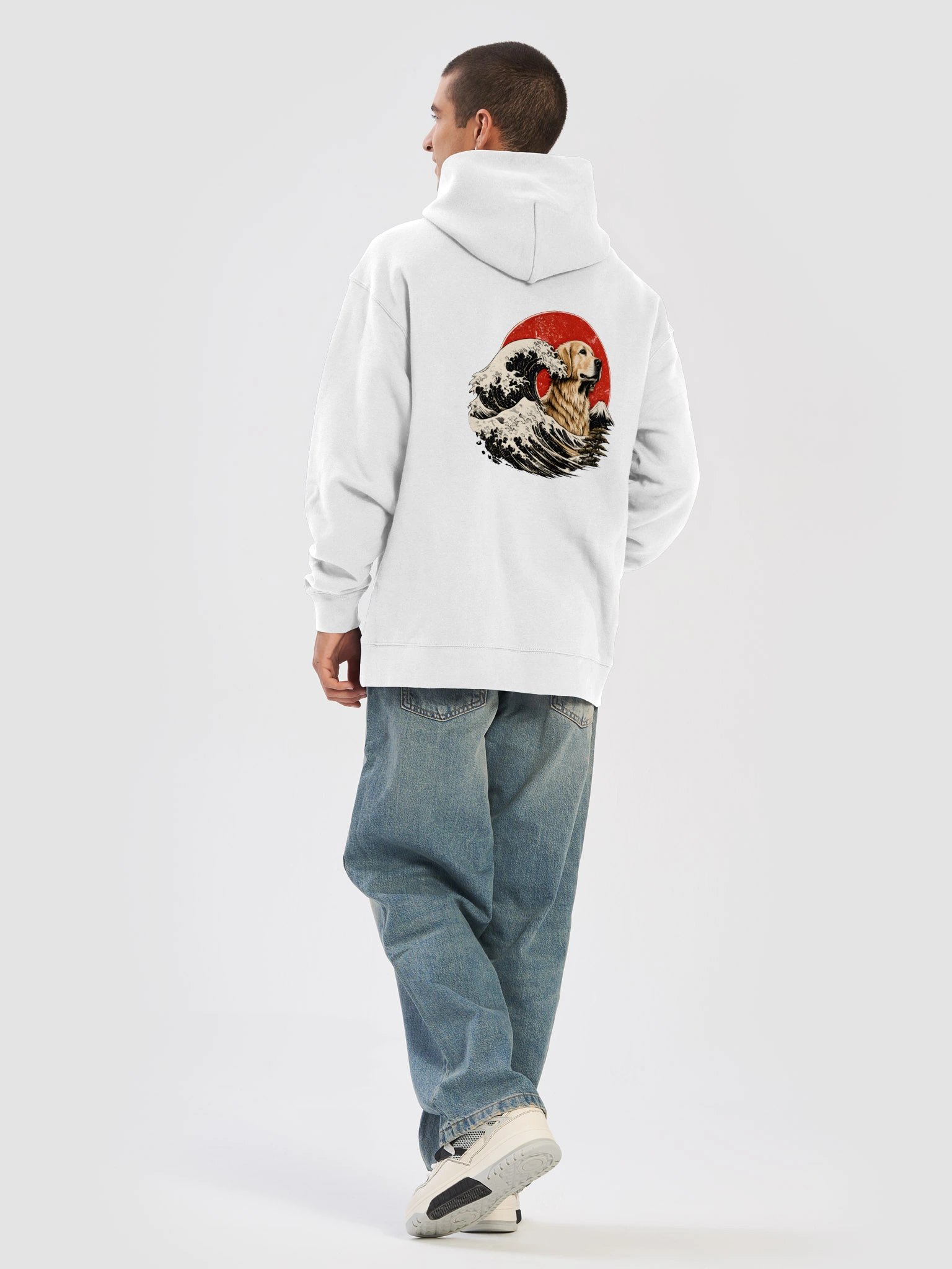Golden Retriever Wave Hoodie — Japanese Kanji Design product image (3)
