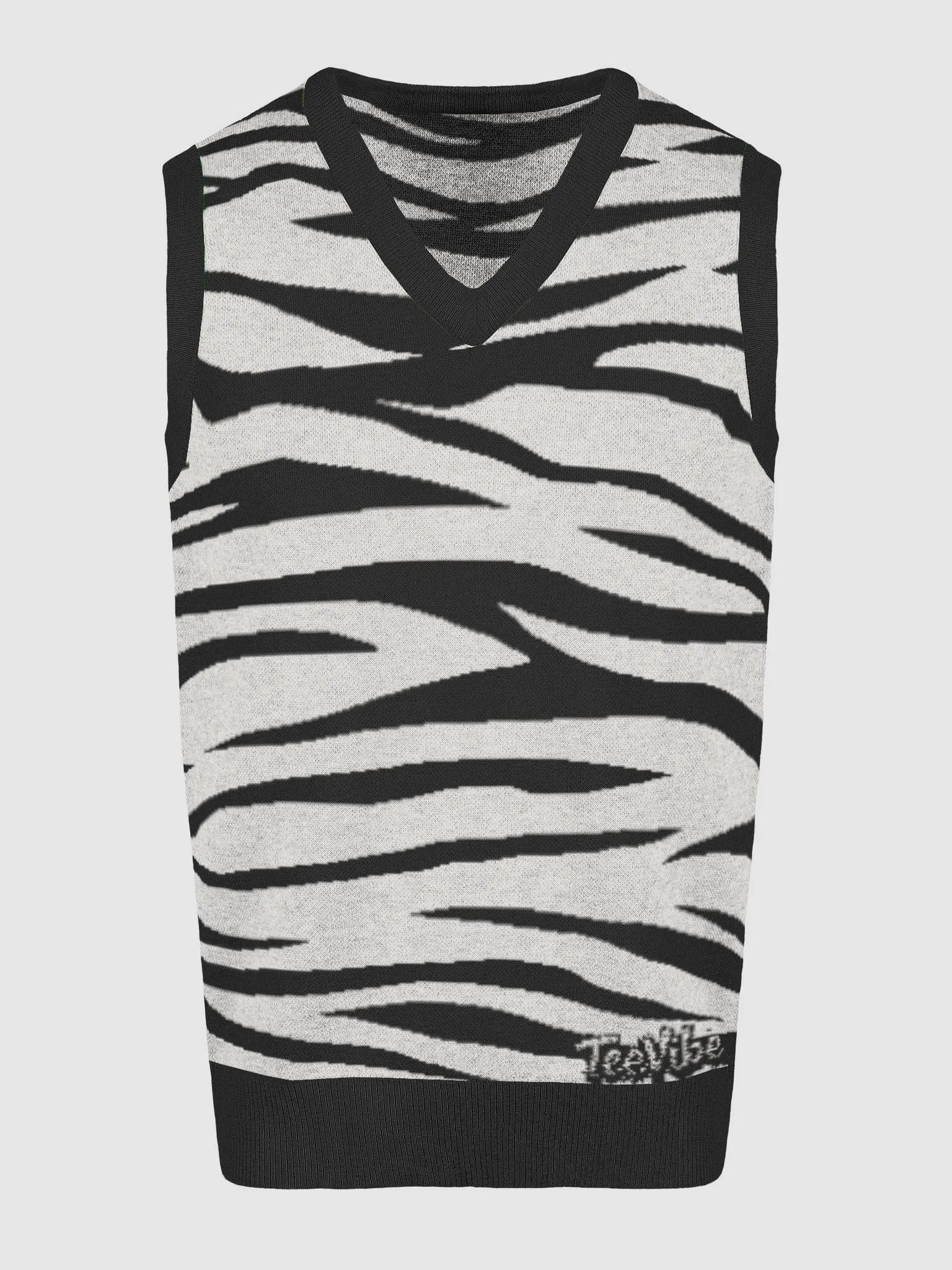 Zebra Chic Knitted V-Neck Vest product image (14)