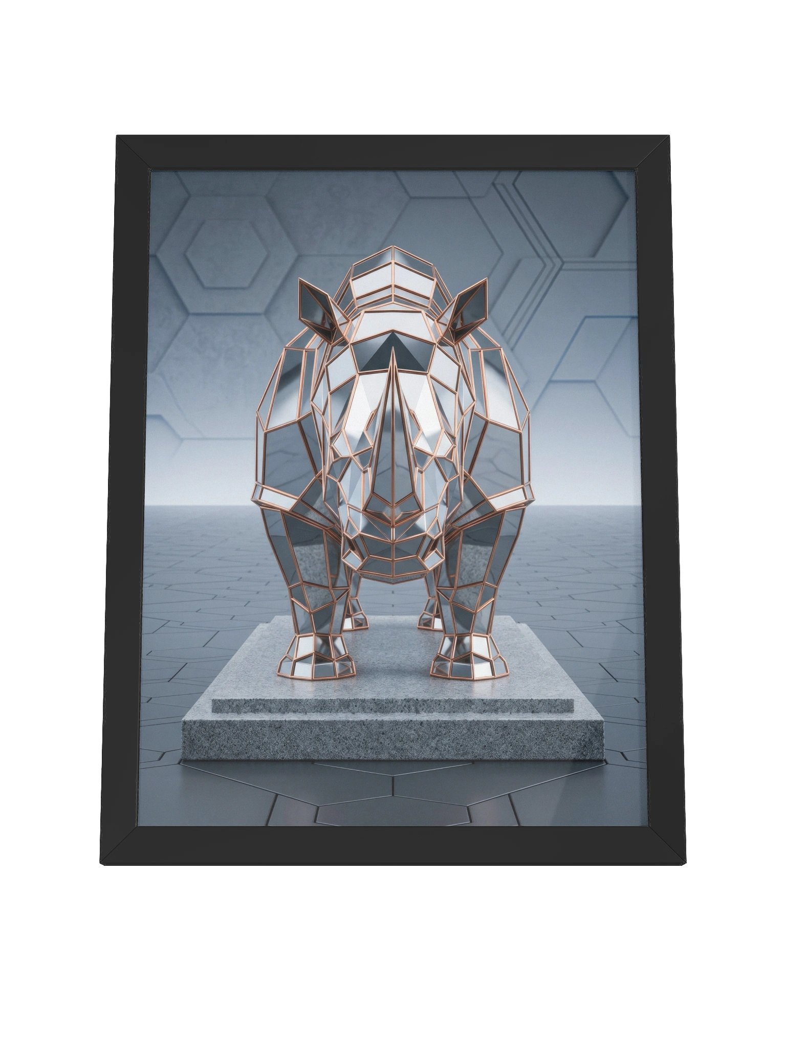 Geometric Metallic Rhino Framed Poster - Neo-Deco Wall Art product image (4)