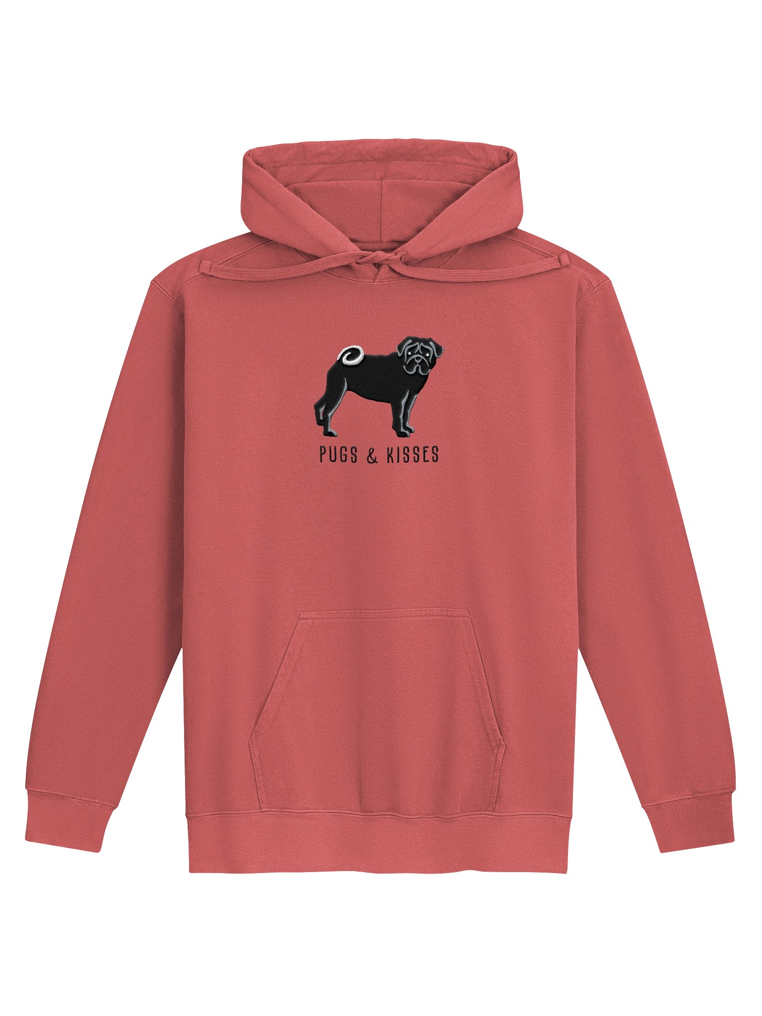 Pugs and Kisses Premium Hoodie (Embroidered) of a Pug(Black) product image (5)