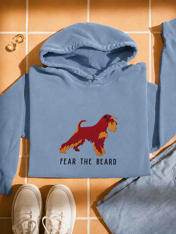Fear the Beard Premium Hoodie (Embroidered) of a Miniature Schnauzer(Liver & Tan) product image (1)