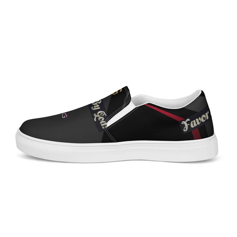BBG Diamond Cross Black with Red Stripe Men's Slip Ons product image (11)