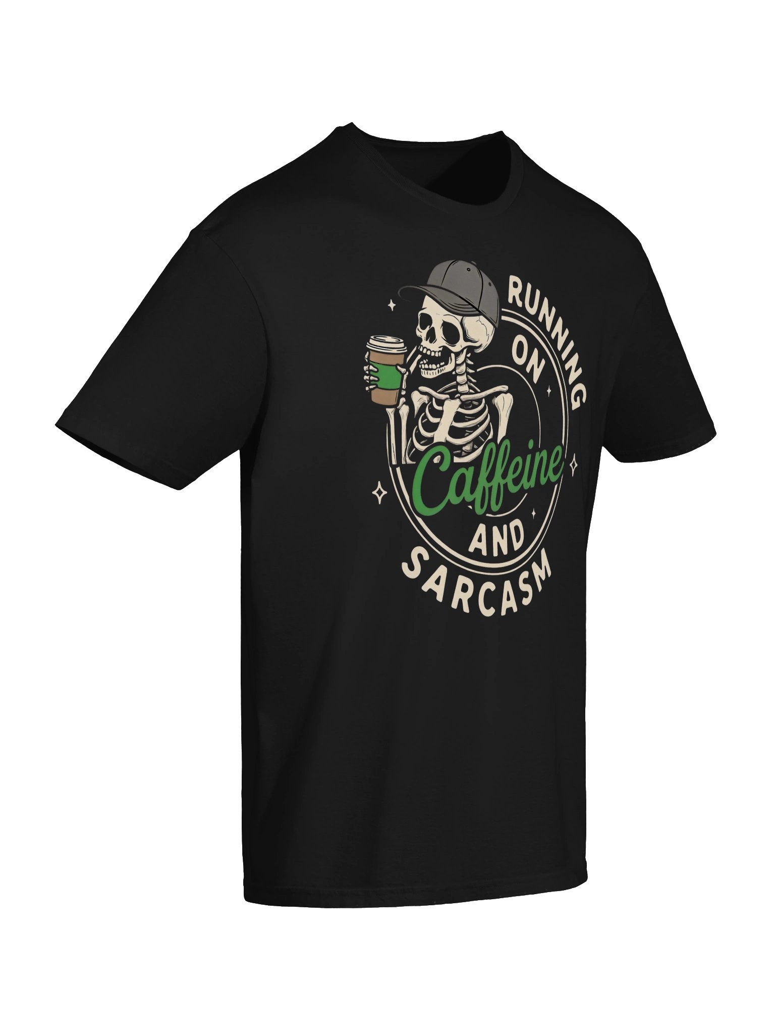 Running on Caffeine and Sarcasm Skeleton Tee product image (16)