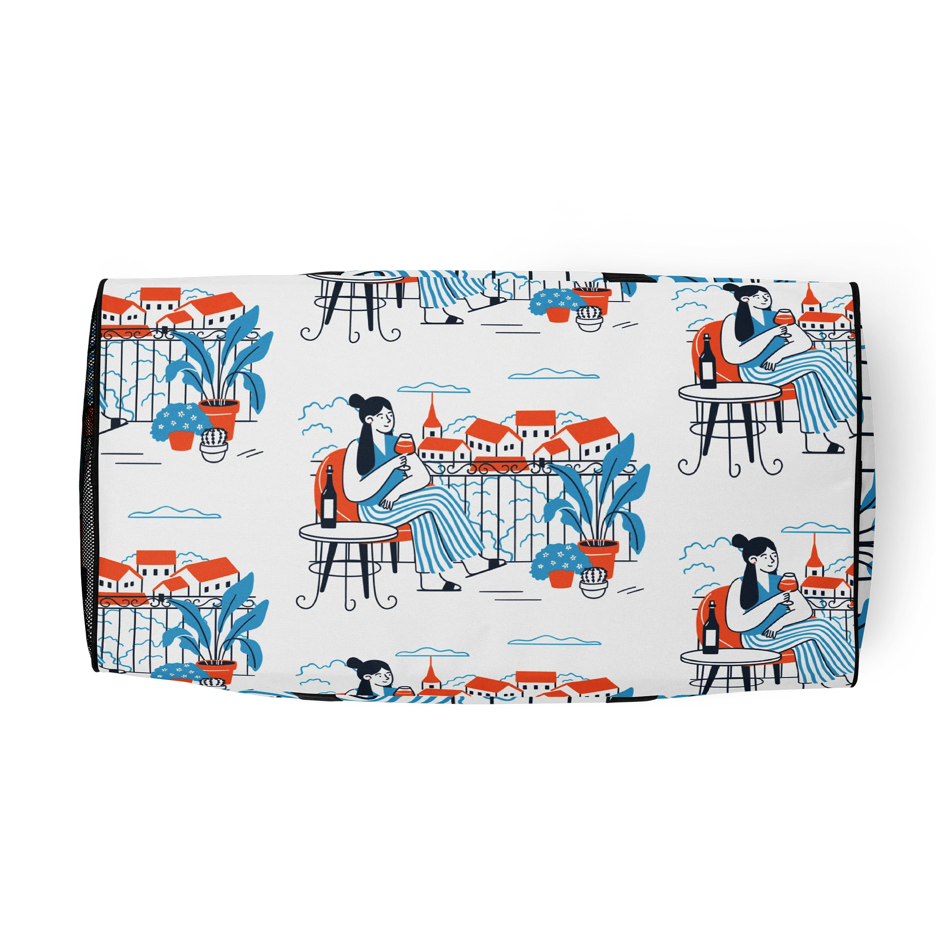 Mediterranean-Inspired Illustrated Duffle Bag product image (9)