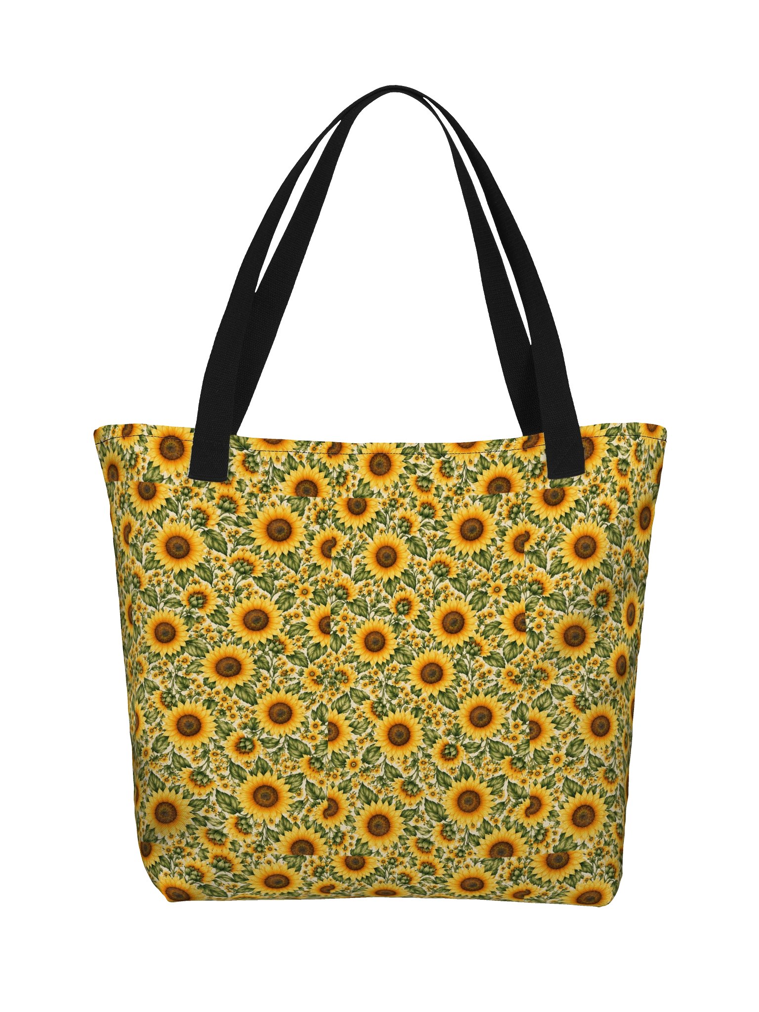 Sunflower Fields Large Tote Bag – Vintage Floral Shoulder Bag with Pocket product image (2)