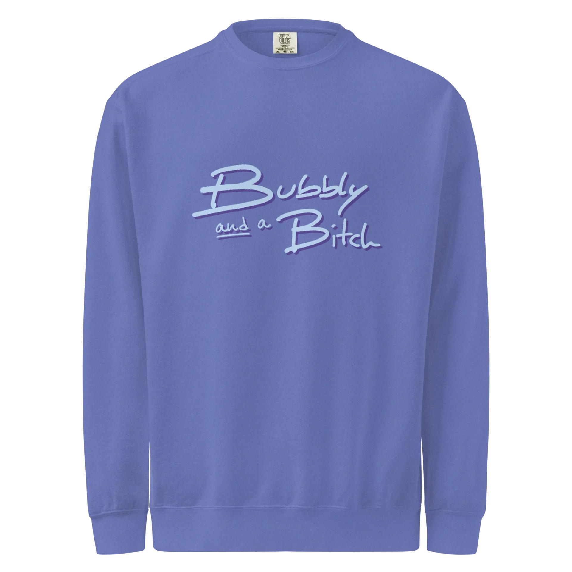 Bubbly and a B (blue and purple shadow design) comfort crew product image (1)