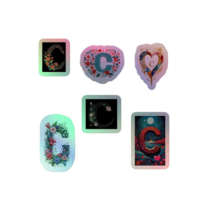All C's Valentine’s Monogram Holo Sticker Pack product image (2)