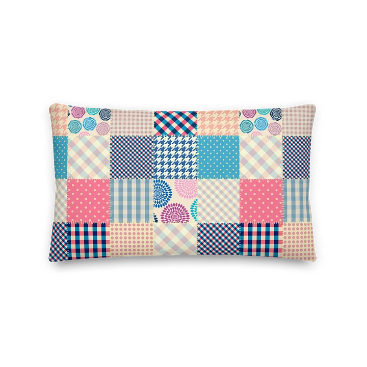 Pastel Patchwork Throw Pillow | Cottagecore Plaid & Floral Decor Cushion product image (2)