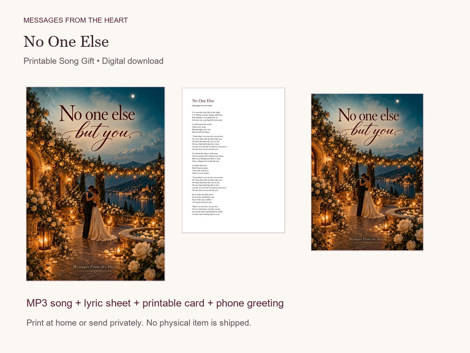 No One Else — Printable Song Gift product image (1)