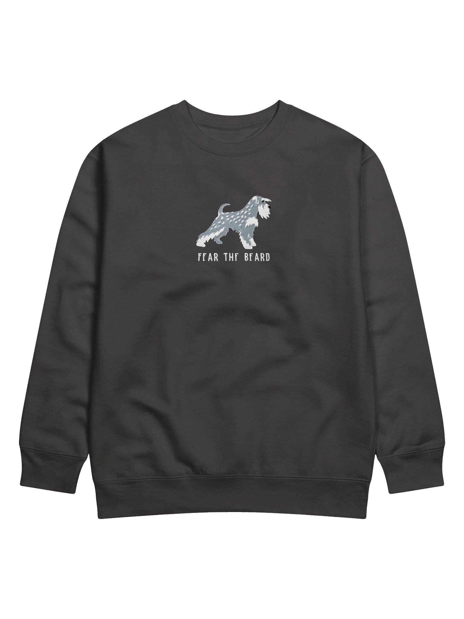 Fear the Beard Sweatshirt (Embroidered) of a Miniature Schnauzer(Salt & Pepper) product image (1)