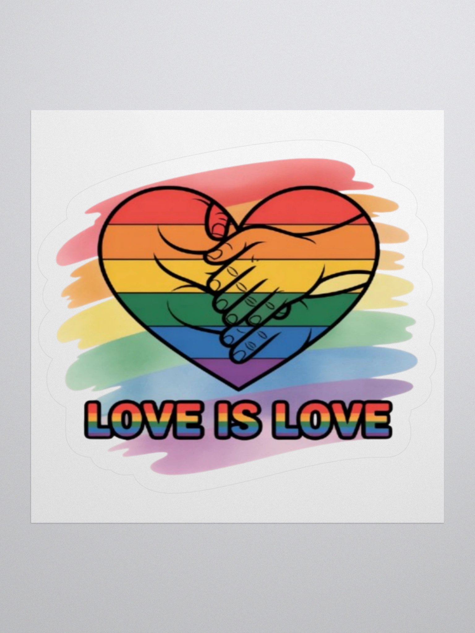 Love Is Love Pride Sticker - Rainbow Hand Heart Design product image (3)
