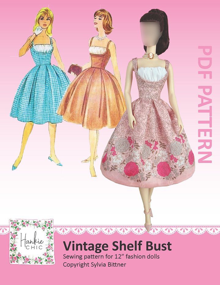 Vintage Shelf Bust sewing pattern for 12" fashion dolls product image (1)