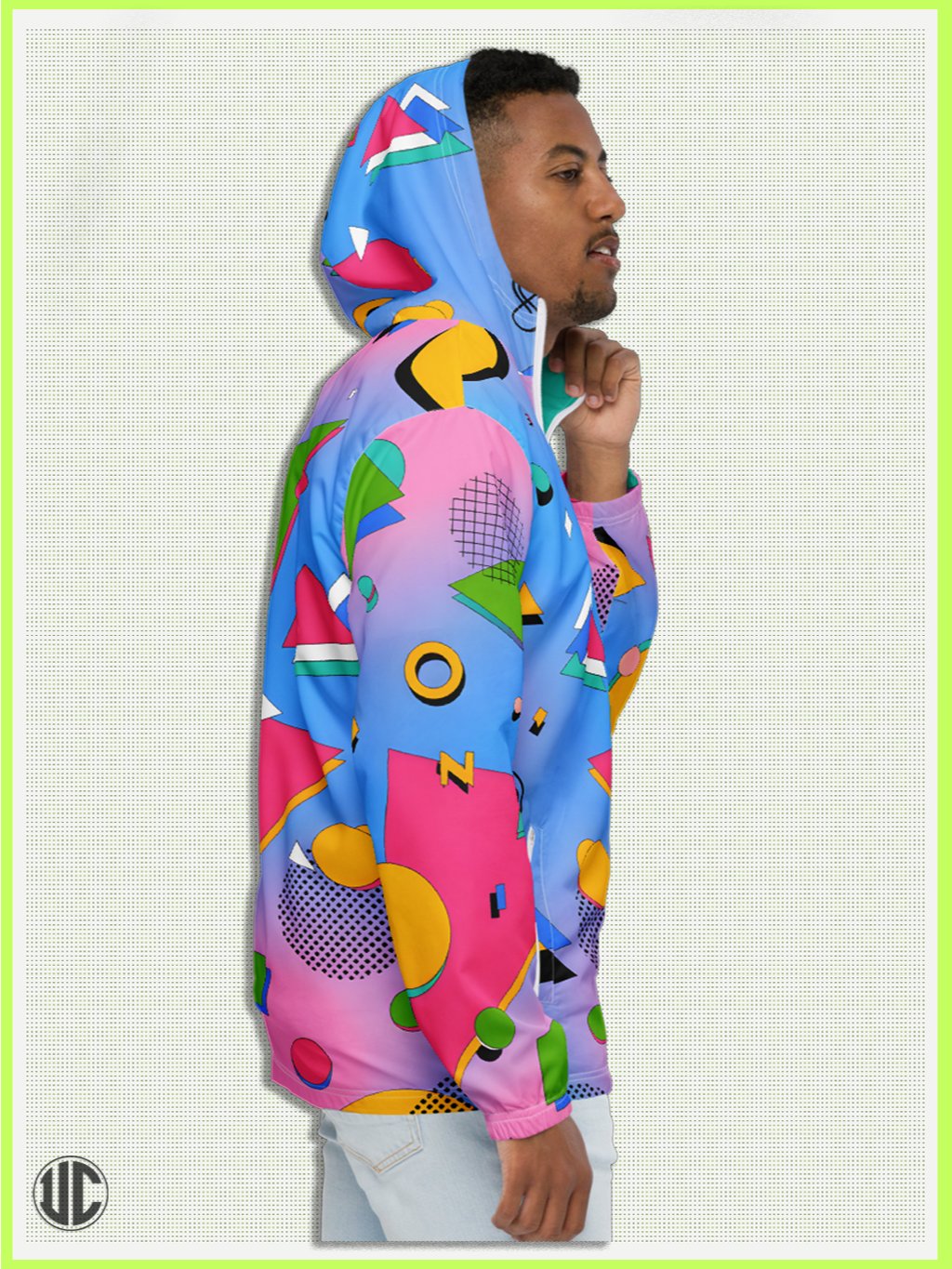 Retro 1980s Windbreaker Jacket – Colorful Memphis Style Zip Hoodie | Vintage Lightweight Streetwear for Men & Women product image (4)
