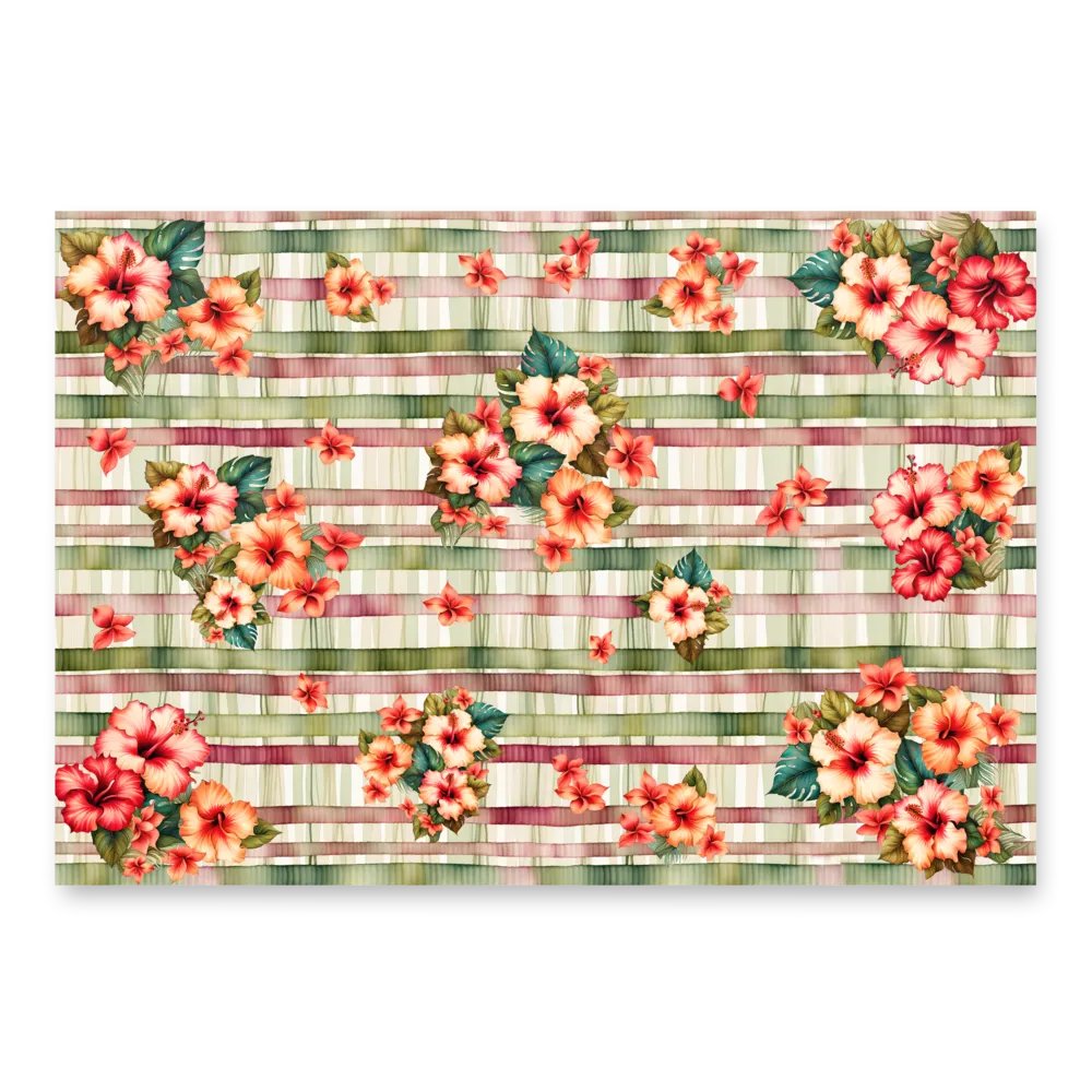 Tropical Christmas Floral and Stripe Wrapping Paper product image (2)