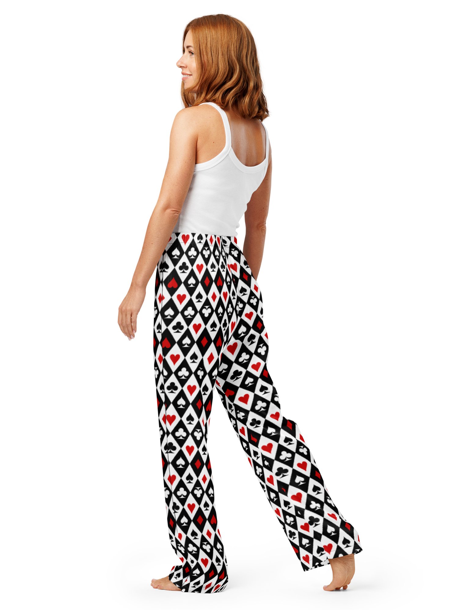 Retro Playing Card Suits Argyle All-Over Print Pajama Pants product image (6)