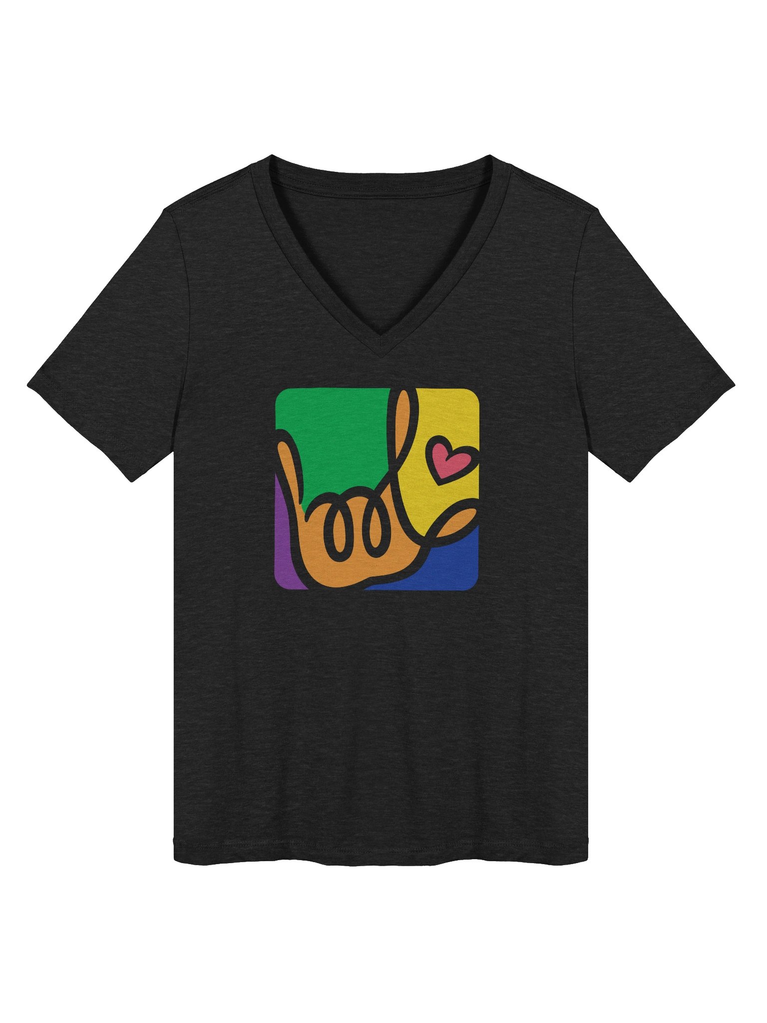 Womens Forever ILY Colorful Box V-Neck T-shirt product image (1)