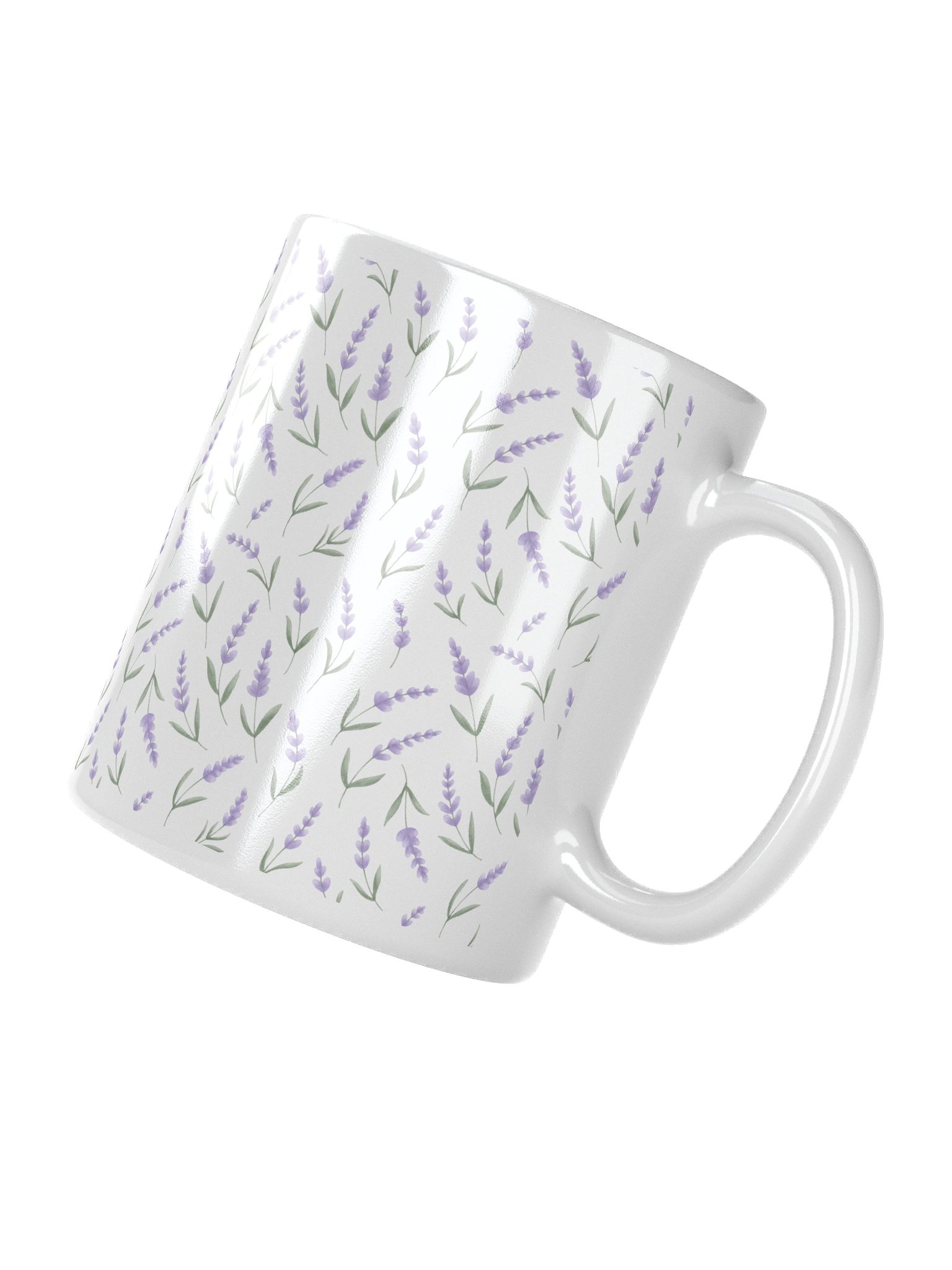 White glossy mug withl avender pattern product image (3)