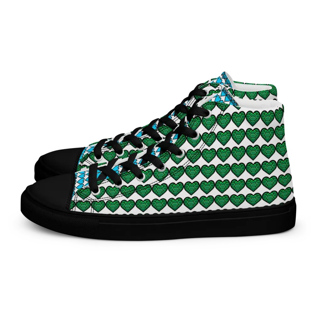 Ninja Teal Heart Women's High Top Canvas Shoes product image (4)