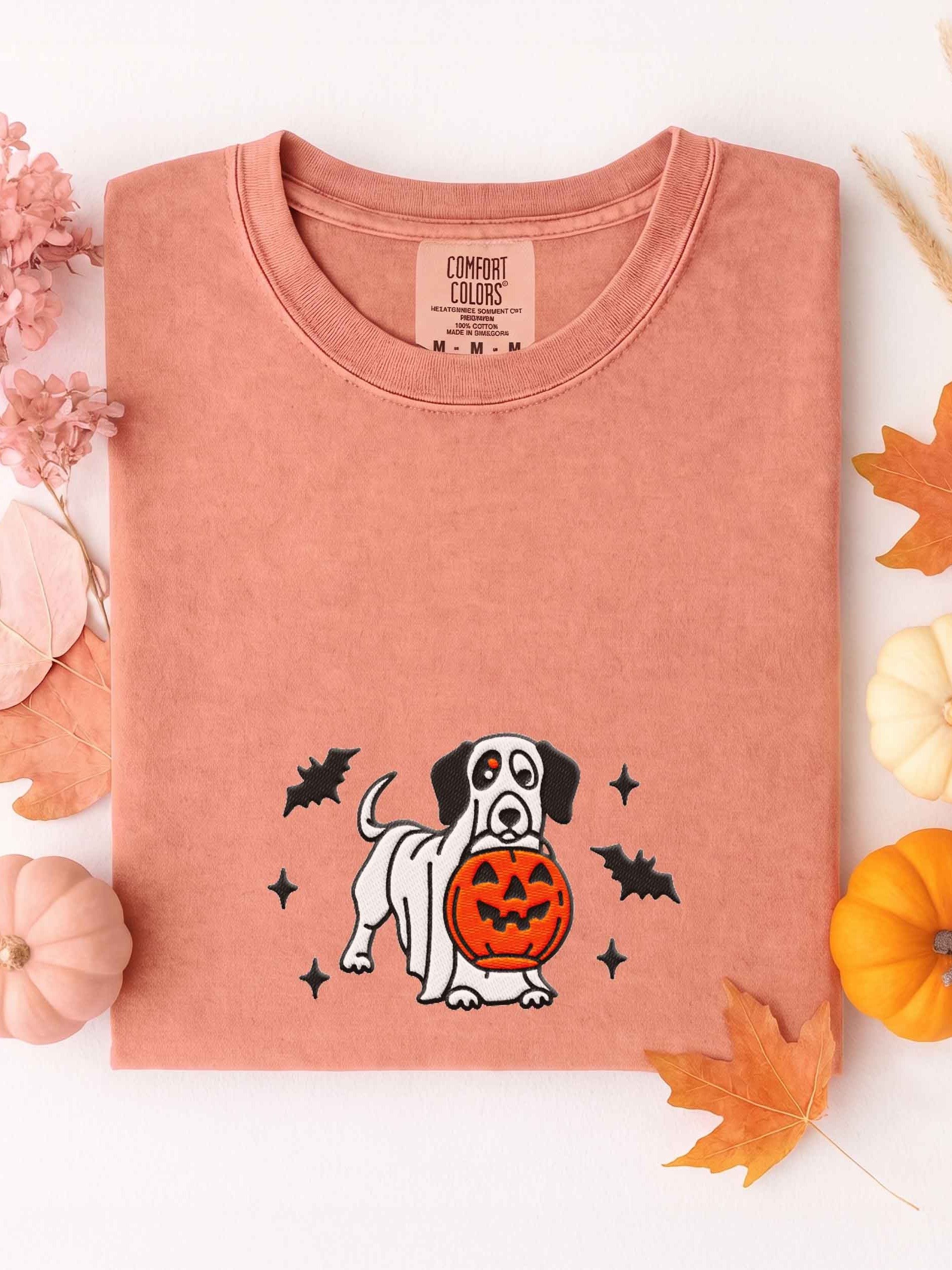 Halloween Dachshund(Pied, Black) Embroidered T-Shirt product image (1)