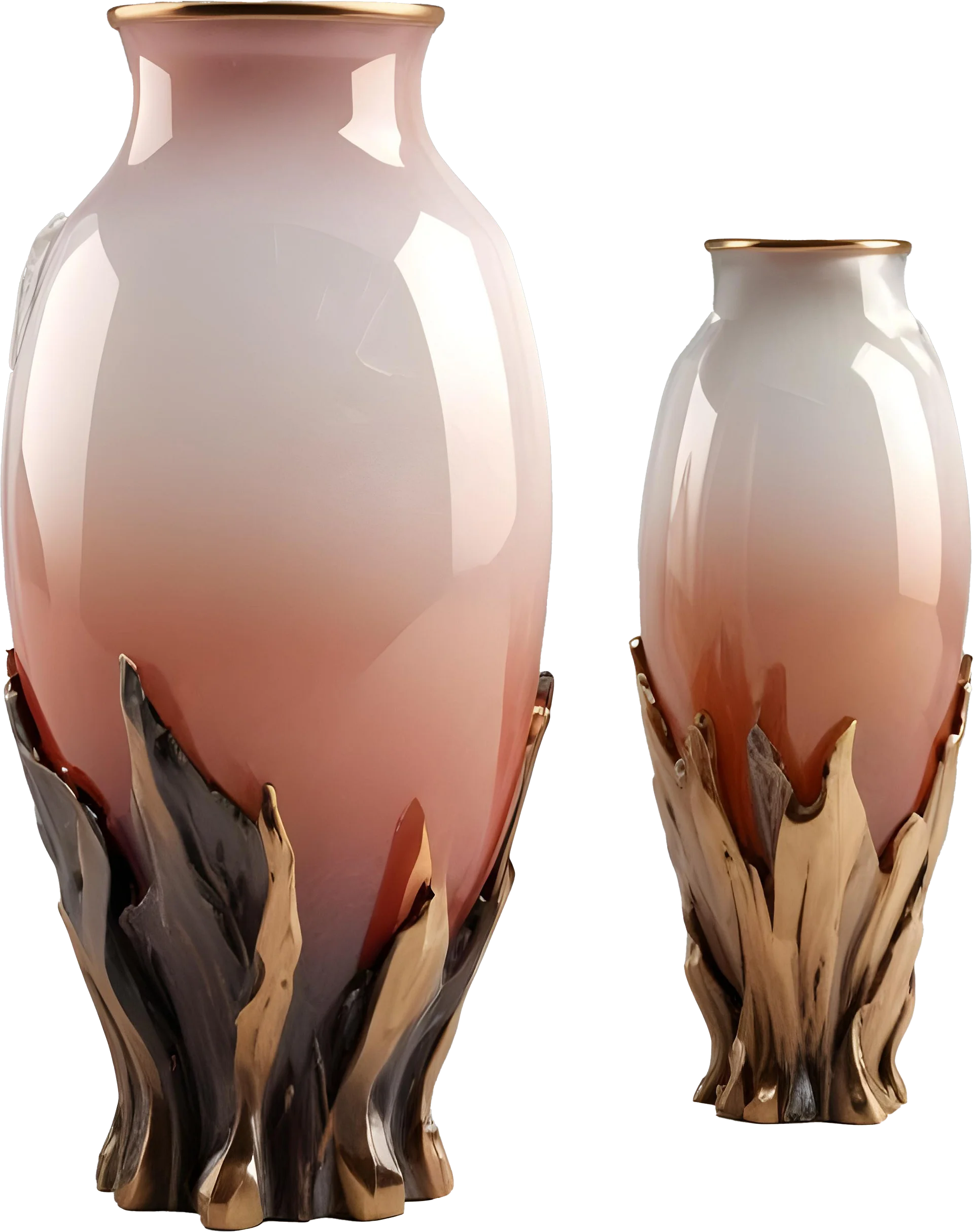 Golden Flame – Dual Luxurious Vases PNG product image (1)