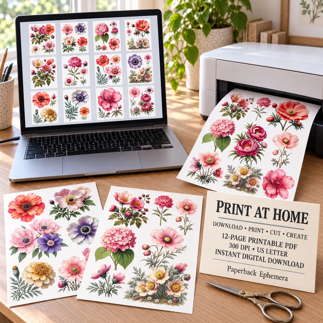 Vintage Floral Ephemera Book – 12 Printable Flower & Rose Collage Pages product image (7)