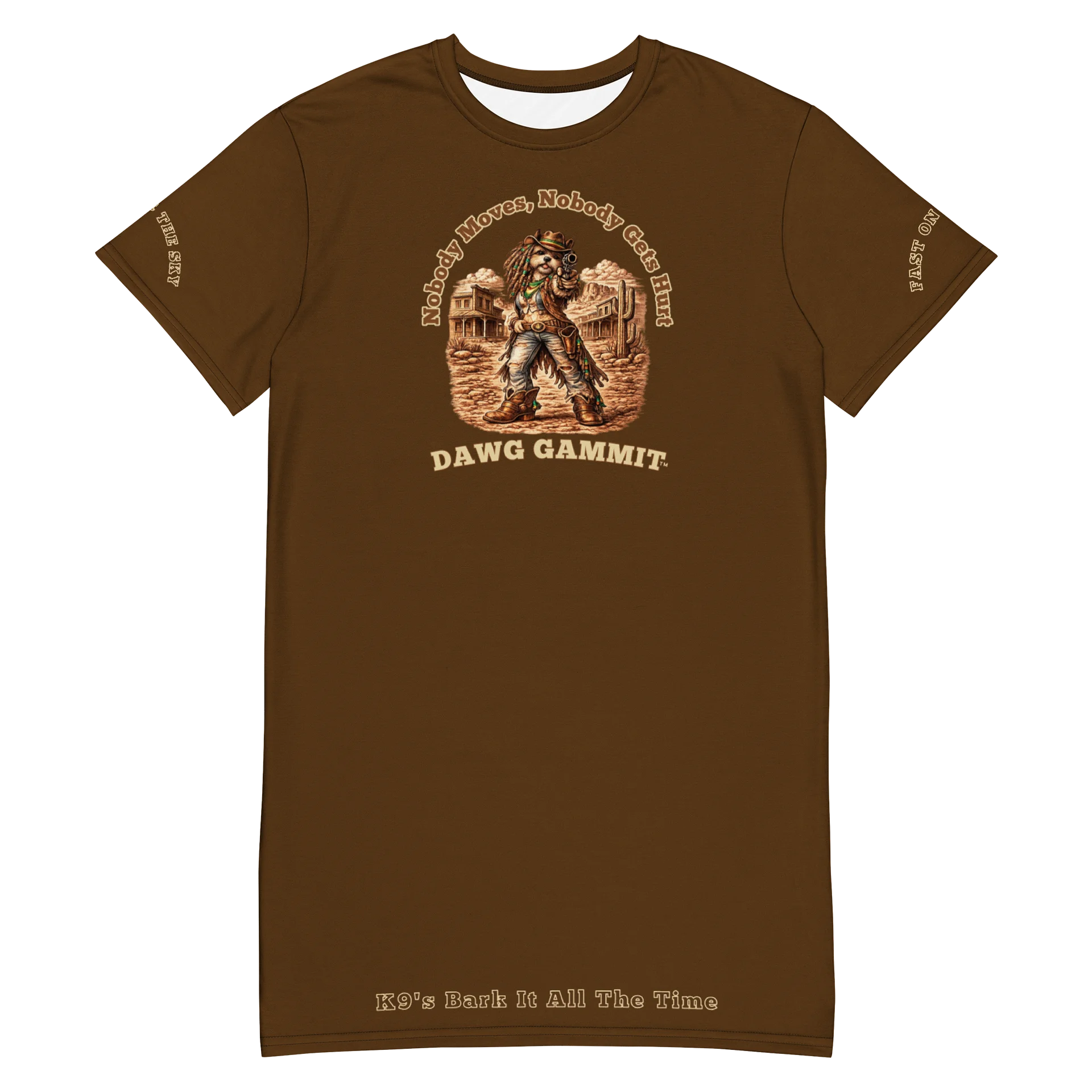 DAWG GAMMIT™ Shih Tzu Outlaw Brown T-shirt Dress product image (4)