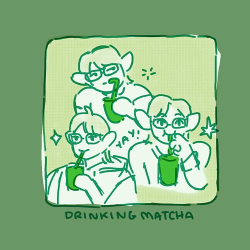 me as drinking-iced-matcha-from-a-straw goblin for #kawafitober !! i had to post this to honor my annual tradition of complet...
