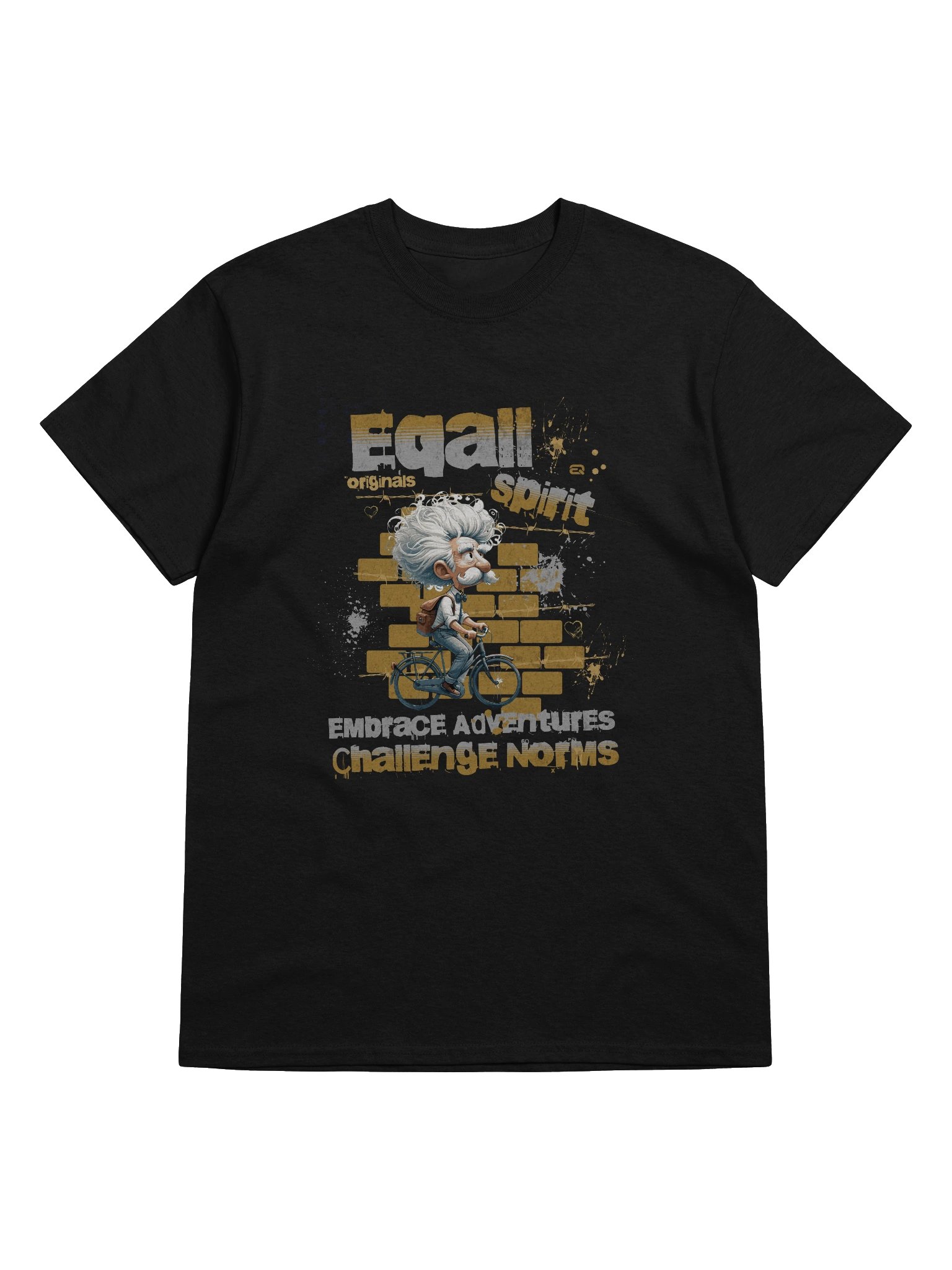 Whimsical Urban Cyclist Vibes Heavyweight 100% Cotton T-shirt by EQALL® Originals_Mustard_Grey product image (1)