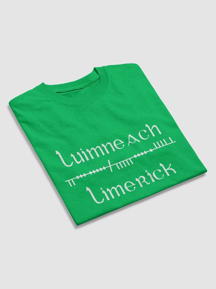Limerick/Luimneach Scholastic style Ogham, Green Printed T-shirt product image (2)