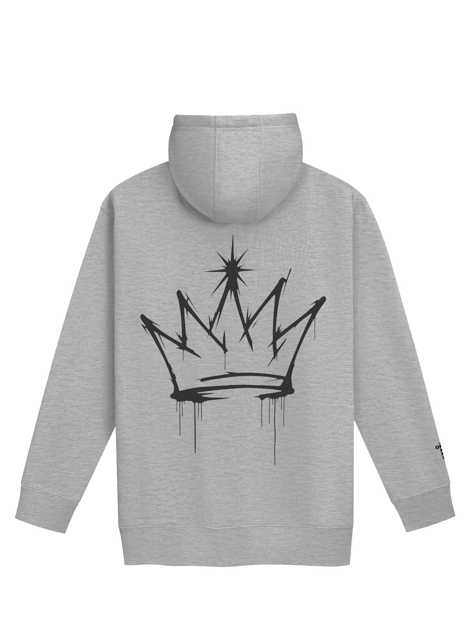 ONE KING Urban Crown Premium Soft Blend Hoodie with embroidered sleeve logo black print product image (4)