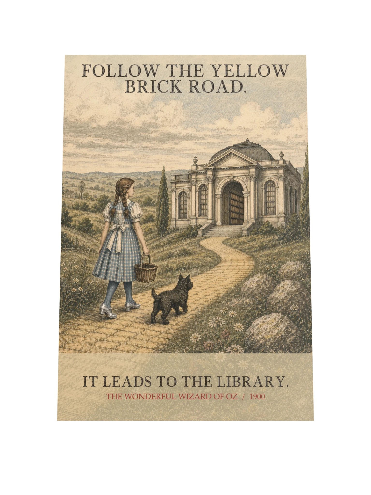Follow Yellow Brick Road Leads Library -- The Wonderful Wizard of Oz Art Print product image (9)