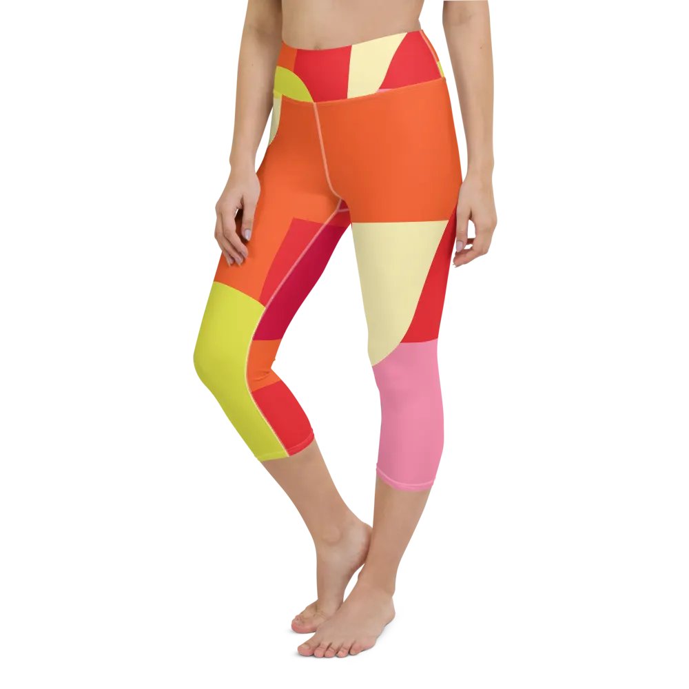 Colorful Large Abstract All-Over Geometric Print Capri Leggings product image (5)