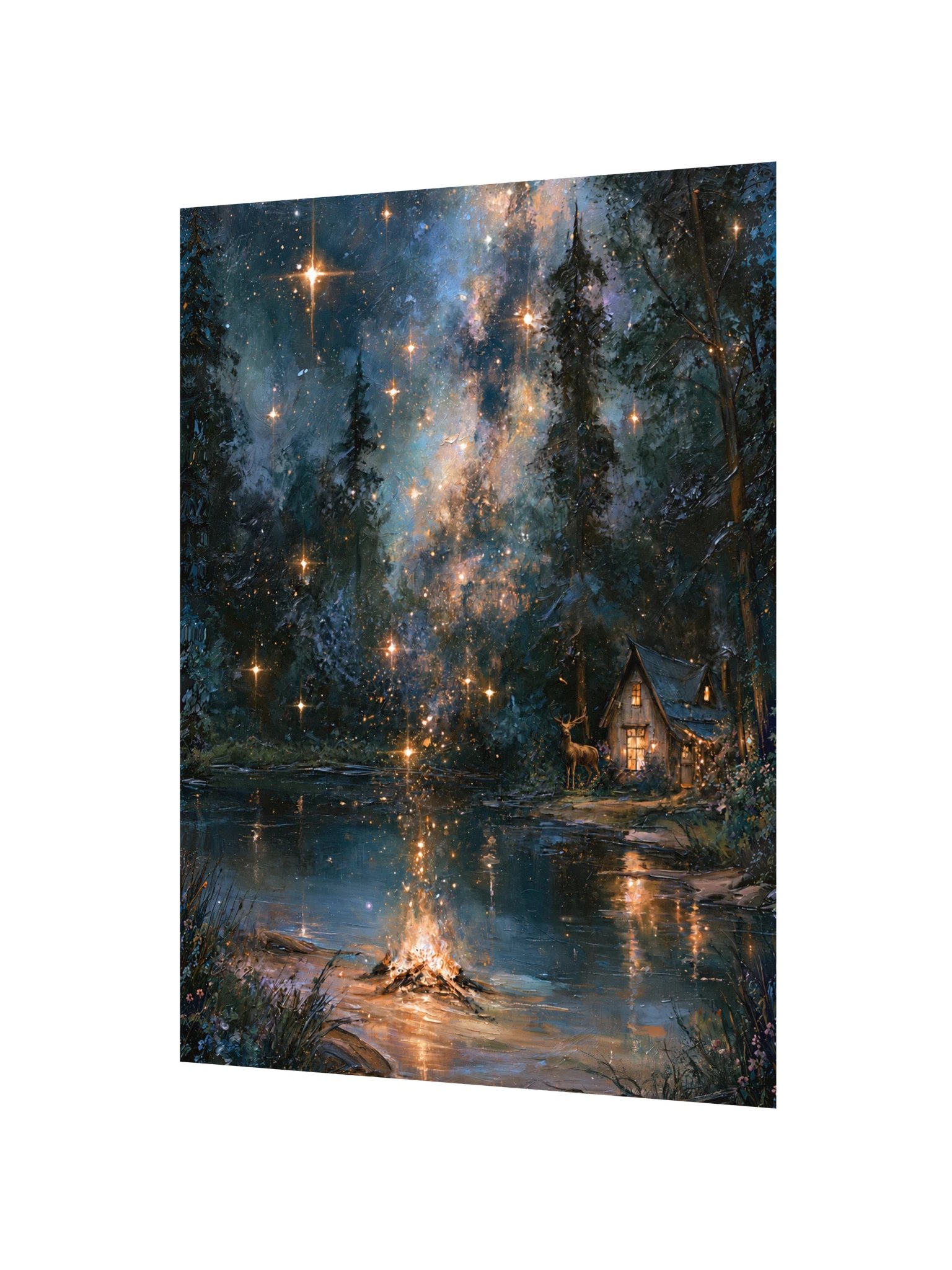 Starry Lakeside Cabin Art Print — Starry Cabin product image (2)