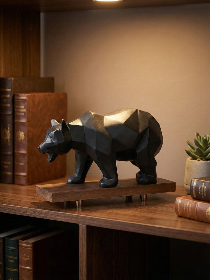 Geometric Bear Sculpture — Modern Nordic Resin Decor product image (2)