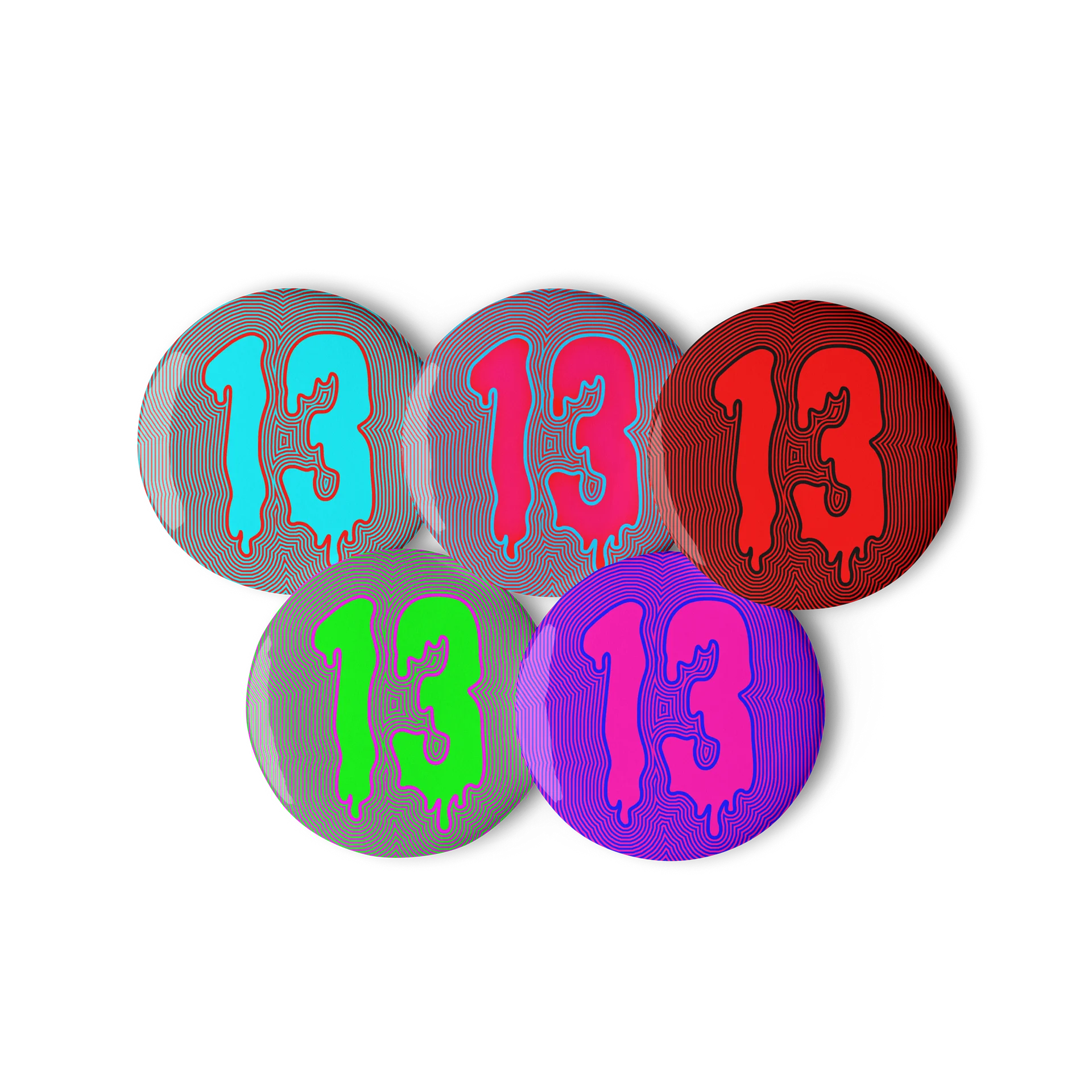 Happy Friday the 13th Creepy Dripping Trippy Pins, Psychedelic Horror Lover Pin Button Set product image (1)