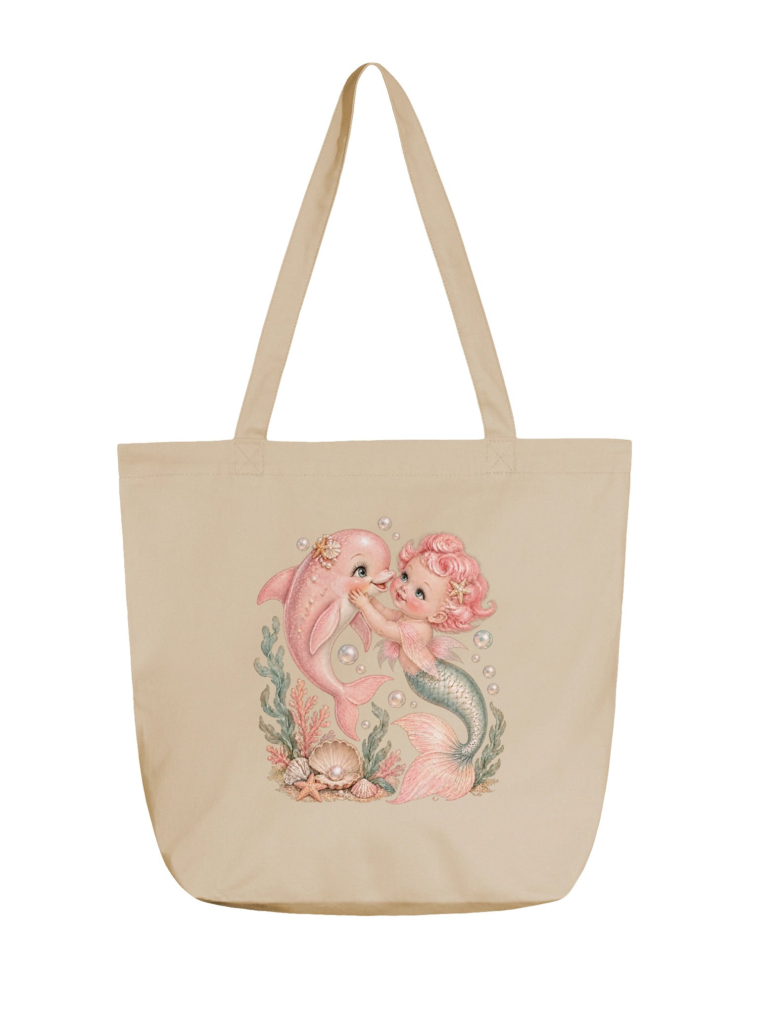 Pink Dolphin Mermaid Tote Bag product image (2)