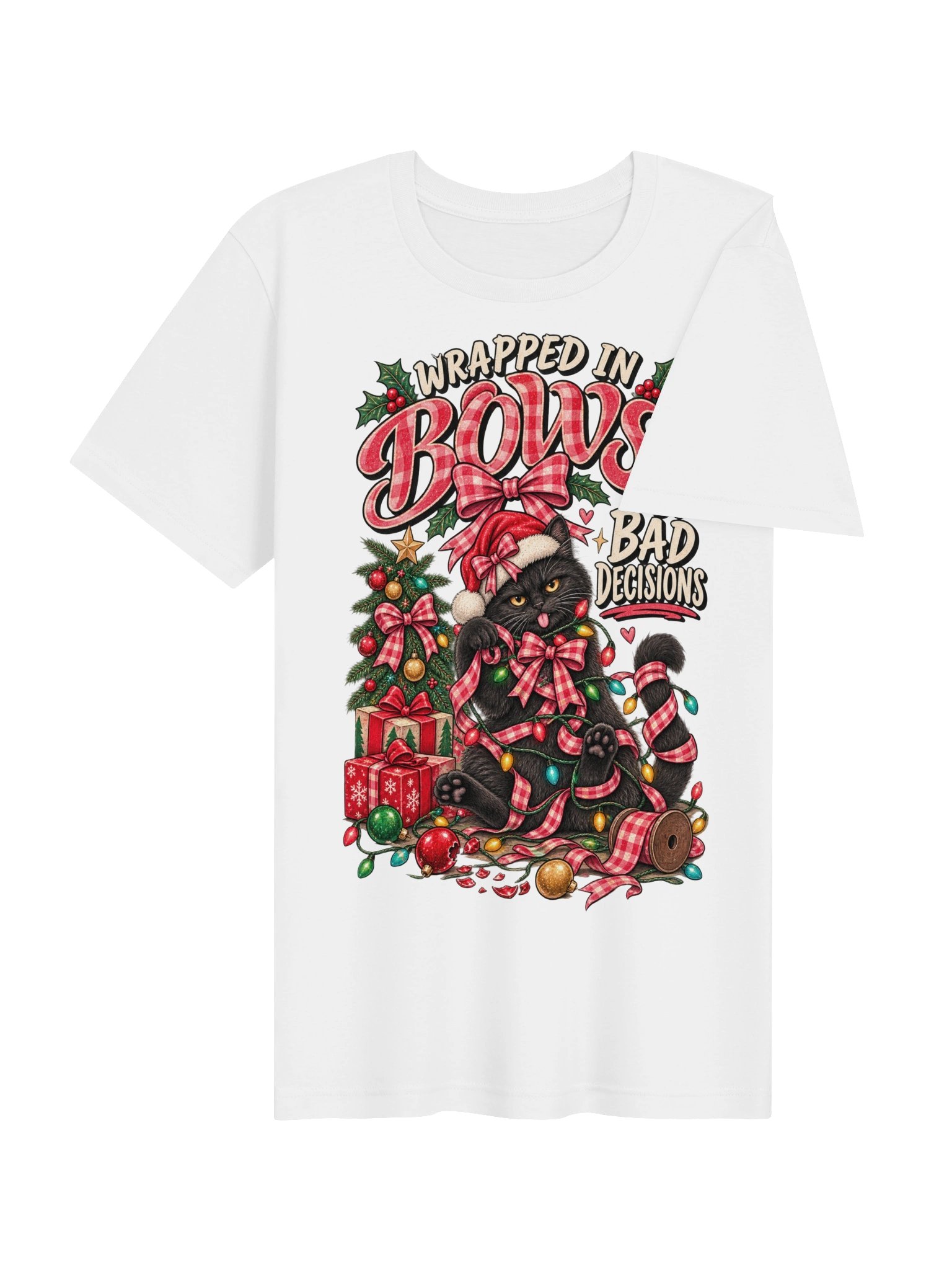 Wrapped in Bows & Bad Decisions Christmas Shirt | Funny Holiday Raccoon Tee product image (75)