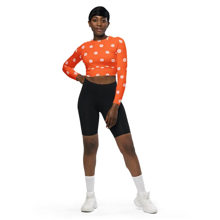 Bold Orange Crop Top with White Star Pattern product image (1)