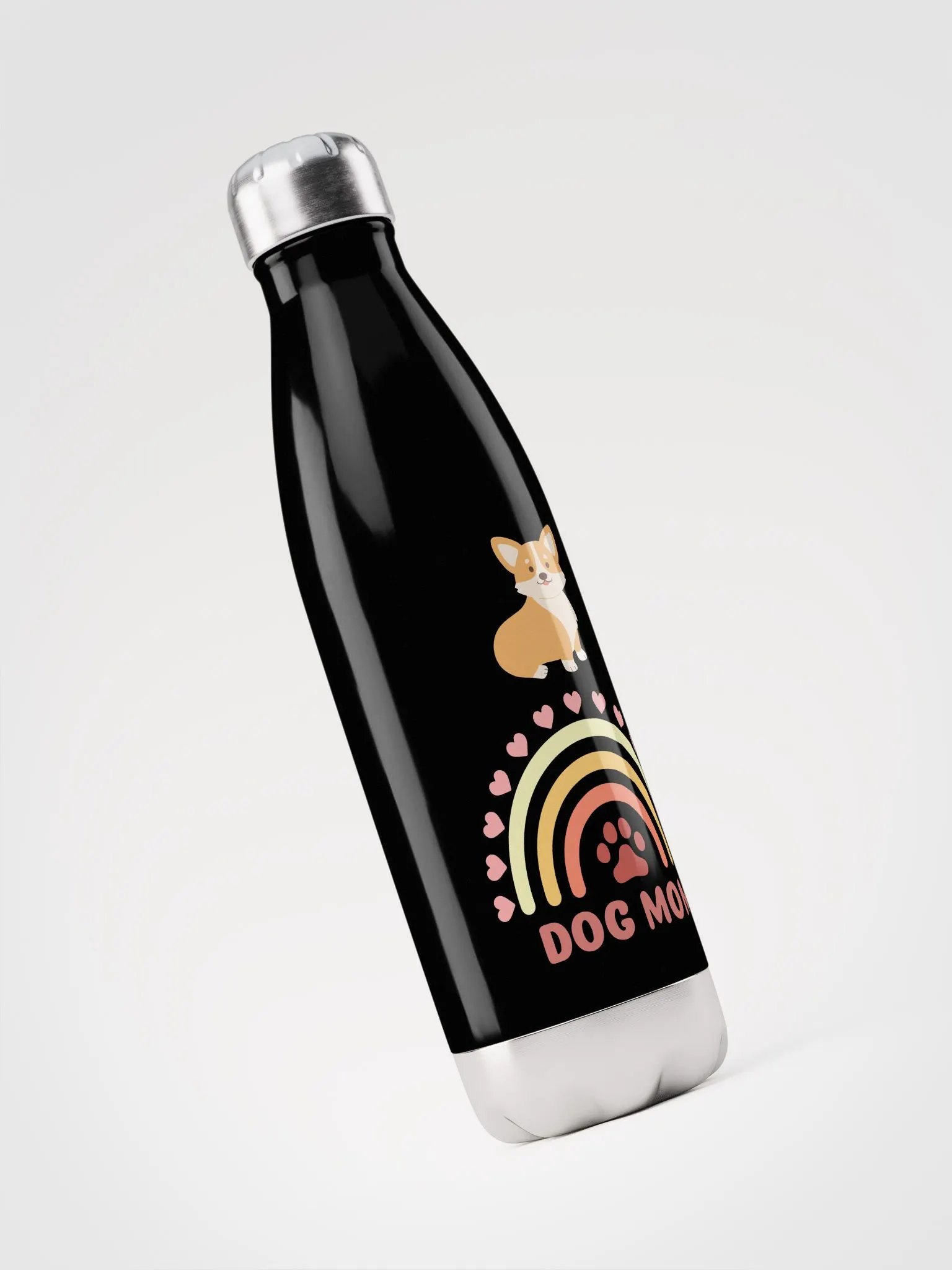Rainbow Corgi Dog Mom Stainless Steel Water Bottle product image (3)