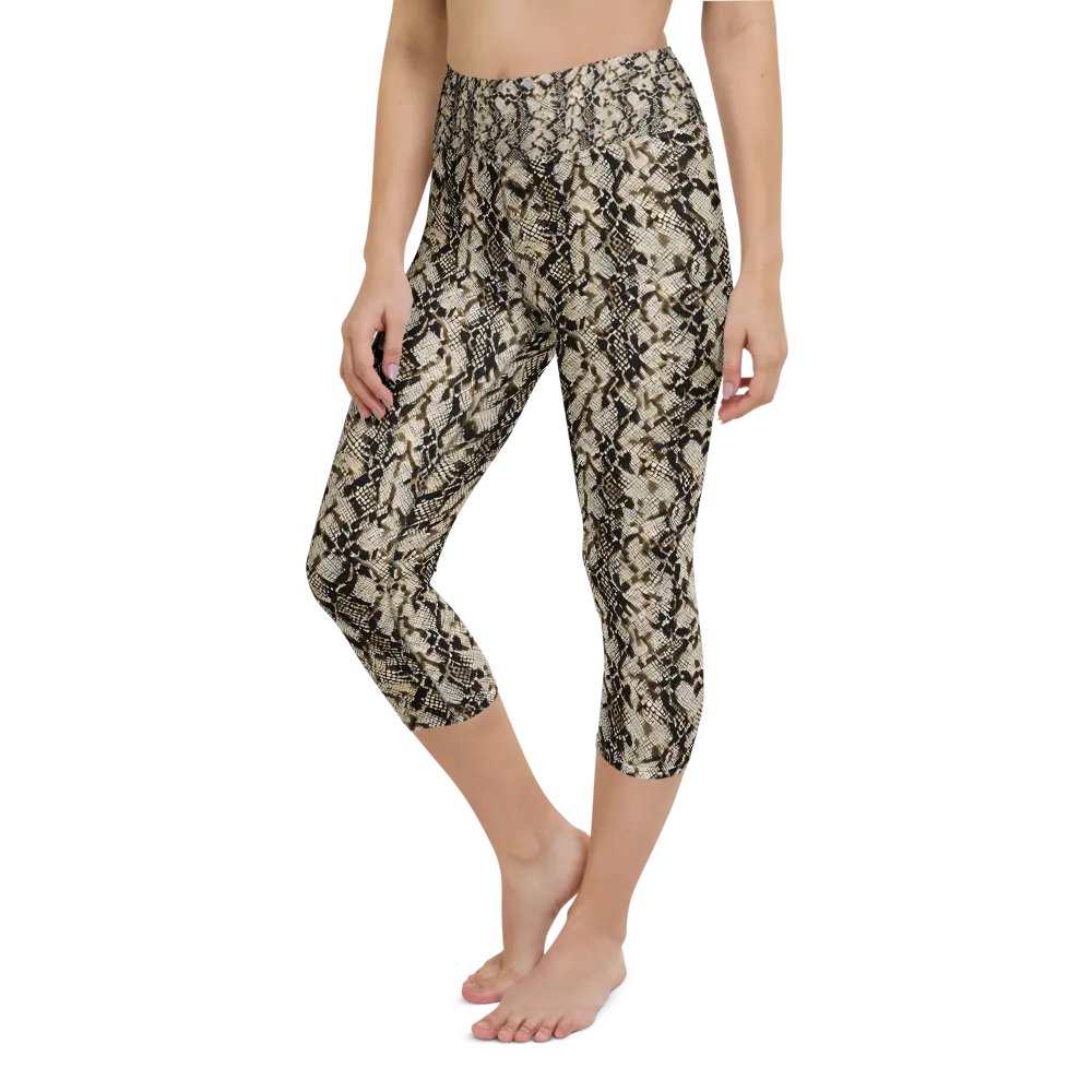 Beige Snake Pattern Capri Leggings product image (6)