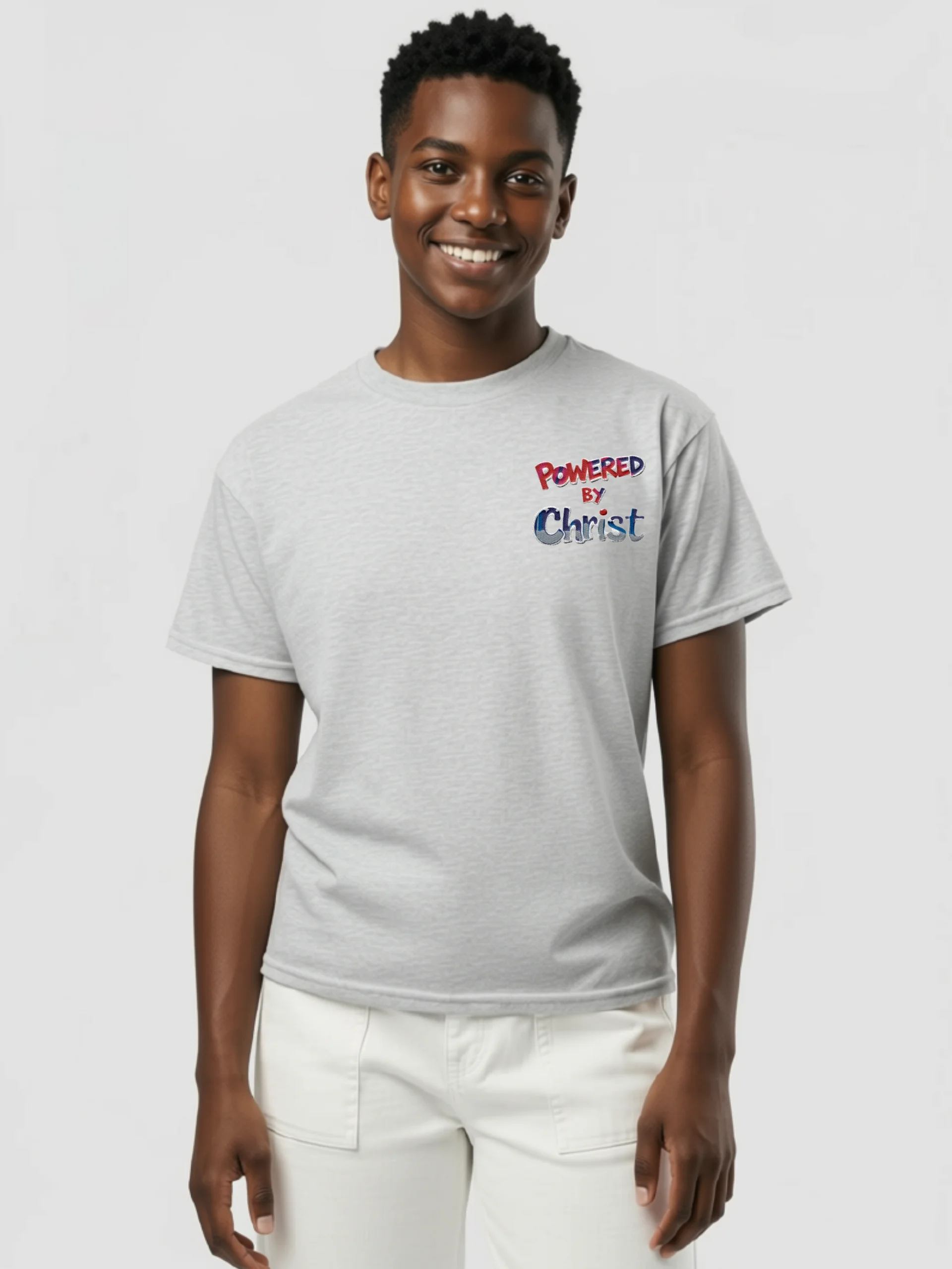 Embroidered Powered By Christ Boys T-shirt product image (1)