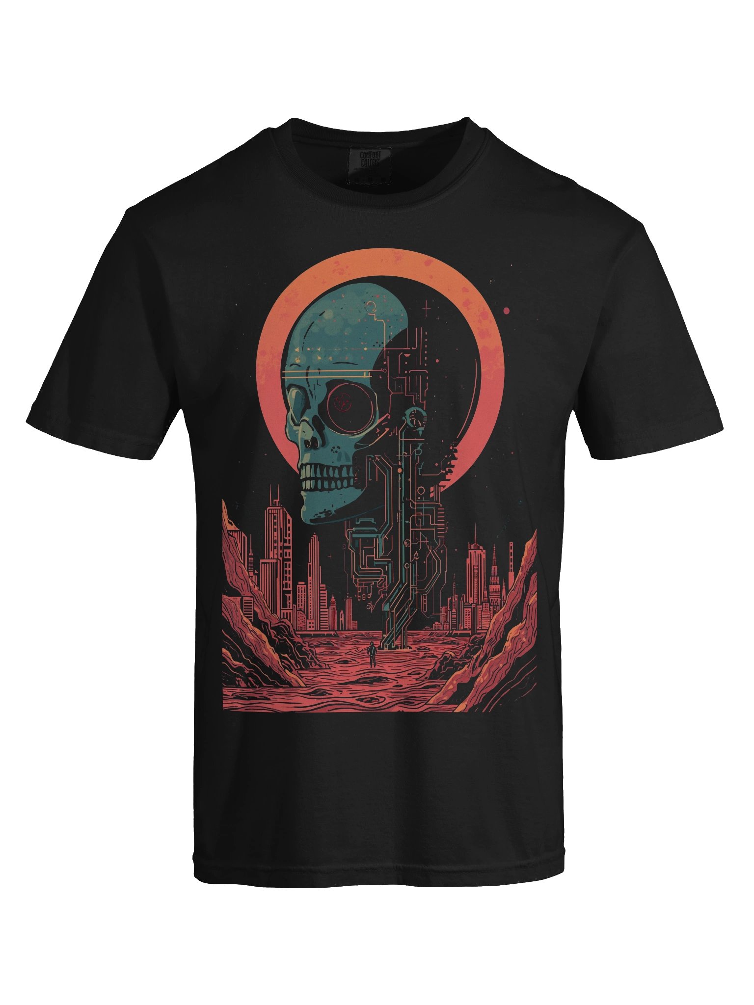 Retro Futuristic Skull City Heavyweight T-Shirt product image (2)