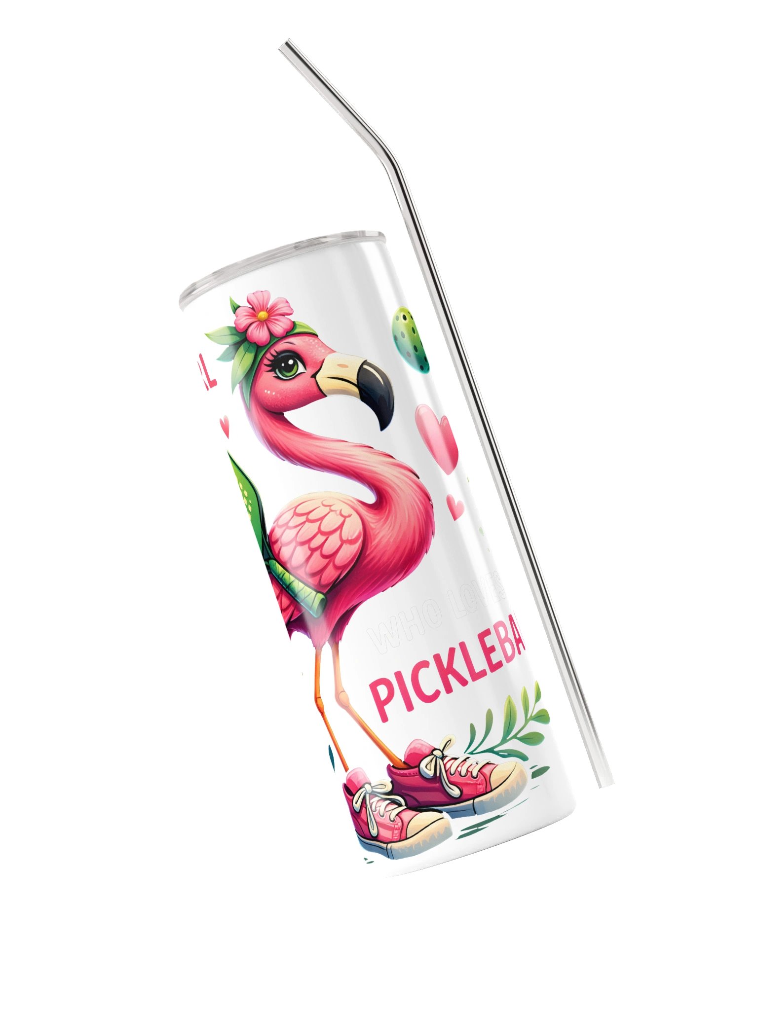 Just a Girl Pickleball Tumbler | Cute Flamingo Pickleball Cup product image (3)