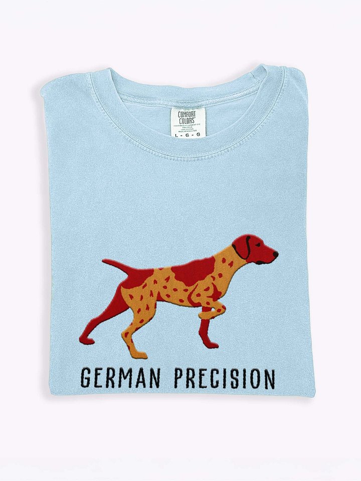 German Precision T-Shirt(Embroidered) of a German Shorthaired Pointer(Liver Roan) product image (1)