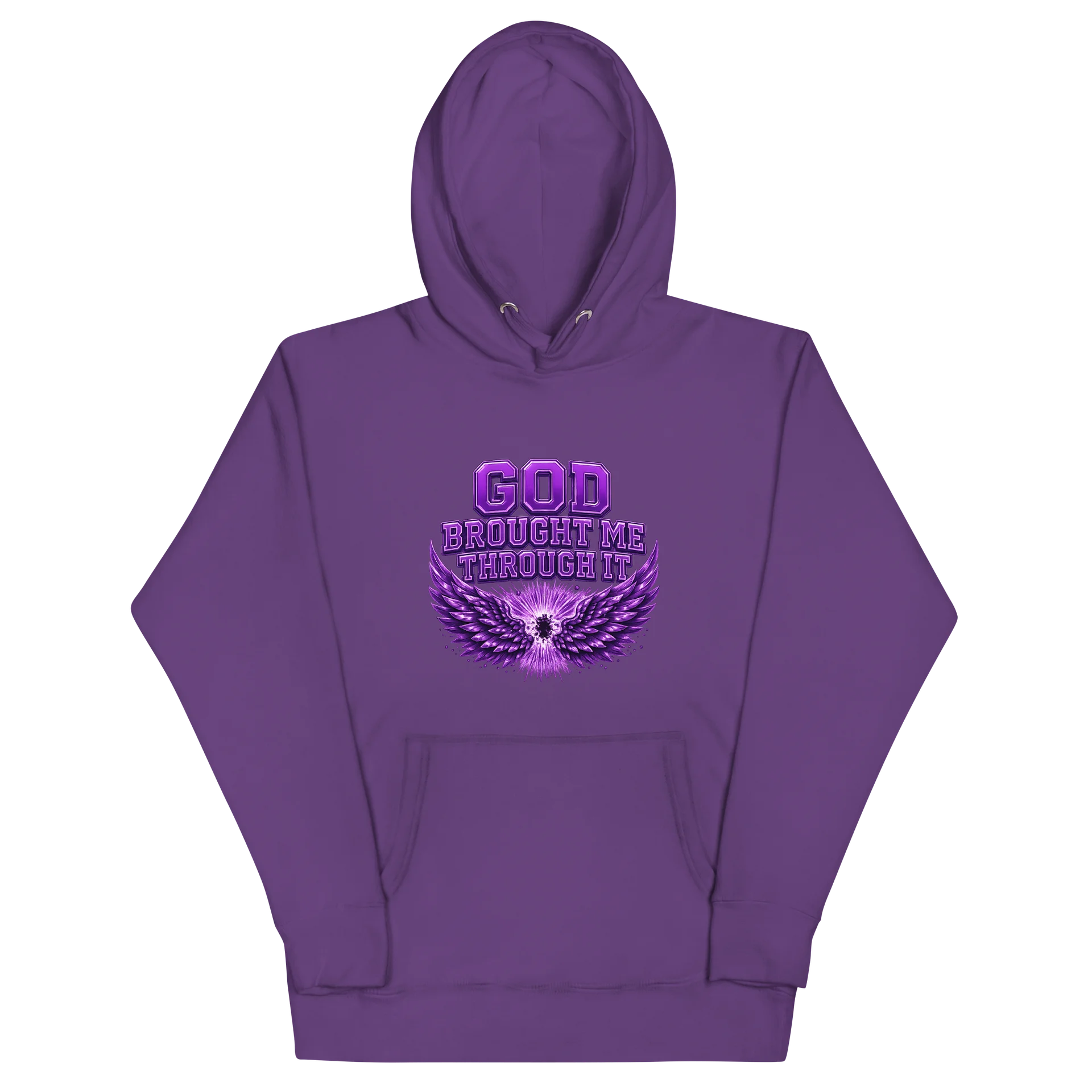 God Brought Me Through It Purple Hoodie product image (2)