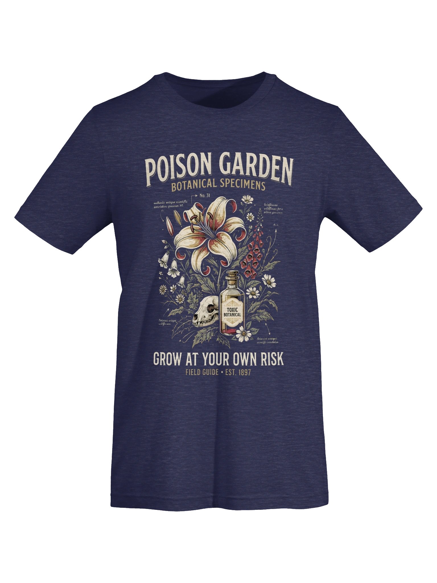 Poison Garden T-Shirt – Vintage Botanical Skull Graphic Tee, Gothic Poison Plant Shirt, Dark Academia Nature Apparel product image (55)